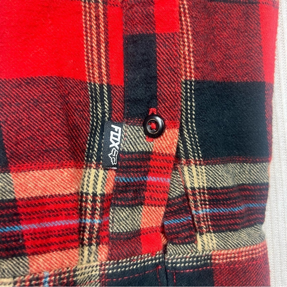 FOX Racing Flannel Shirt Men’s MEDIUM Cotton Plaid Long Sleeve Outdoor Glamper - Picture 4 of 12